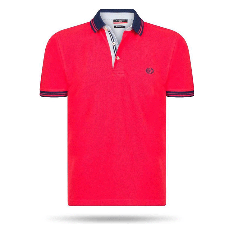 Poloshirt - Pierre Cardin - Heren Polo SS Navy Tipped Polo - Rood